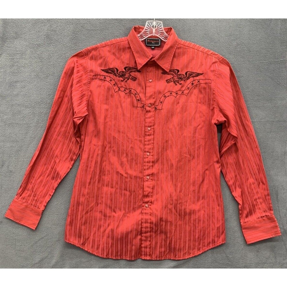 Patroncito USA Button Down Shirt Men's Size XXL Red Snap P's Cowboy Western Boss